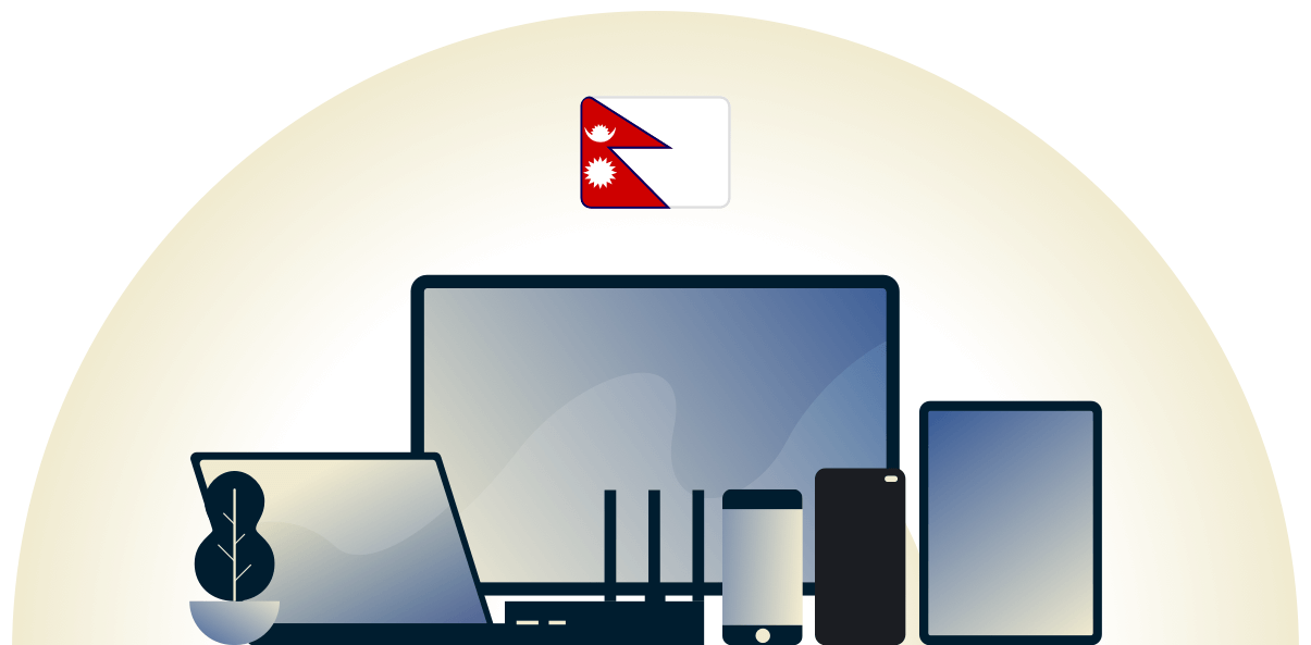 VPN per il Nepal che protegge una varietà di dispositivi.